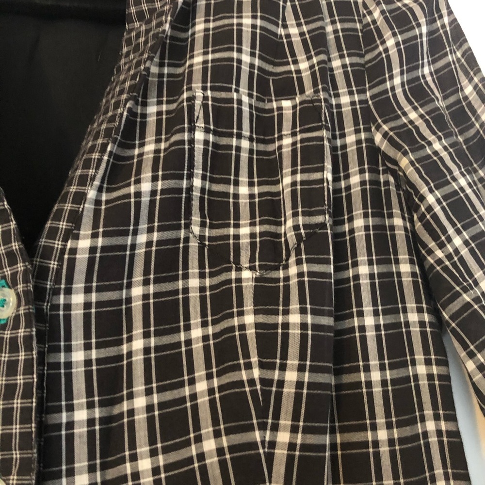 Moulinette Soeurs Black Plaid Button-Down Long Sleeve Dress - Picture 4 of 9